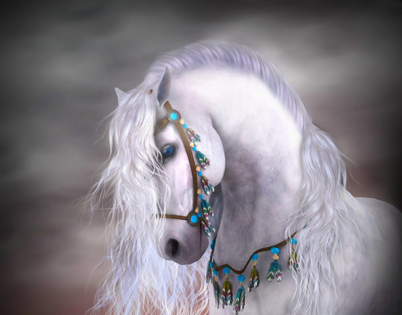 White horse- Full Drill Diamond Painting - Specially ordered for you. Delivery is approximately 4 - 6 weeks.