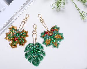 Diamond Painting Keychains -  LEAVES - Set of 3